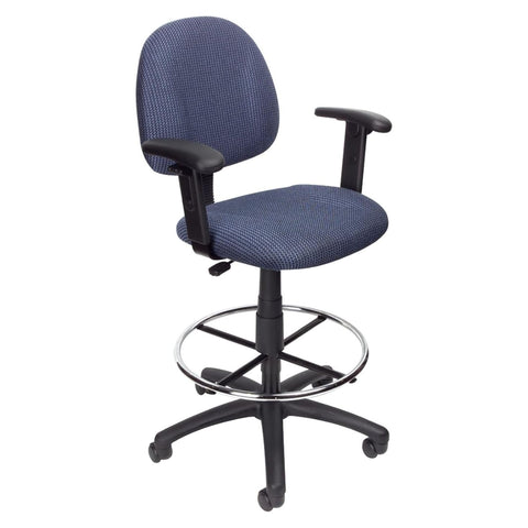 Oakestry Ergonomic Works Drafting Chair Blue Frame Adjustable Arms Swivel Seat Office Studio Workshop Desk Stool Back Support Workstation Breathable Mesh Upholstery Elevated Height Easy Assembly