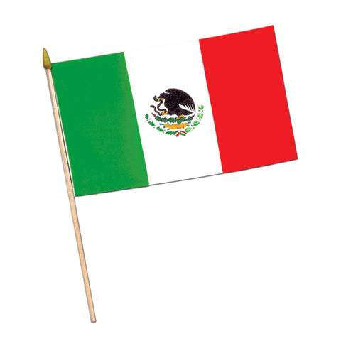 Beistle Pack of 12 Mexican Rayon Flags, International Celebration Themed Parade Float Accessories, Fiesta Party Favors, 4" x 6"