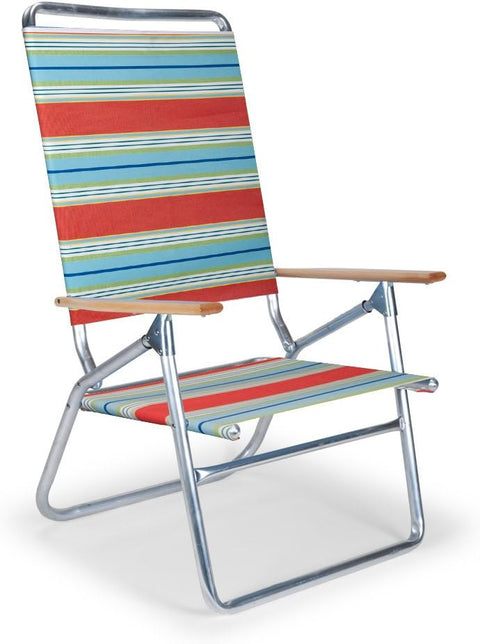 Telescope Casual Light and Easy High Boy Folding Beach Arm Chair, Atlantic Blue Stripe