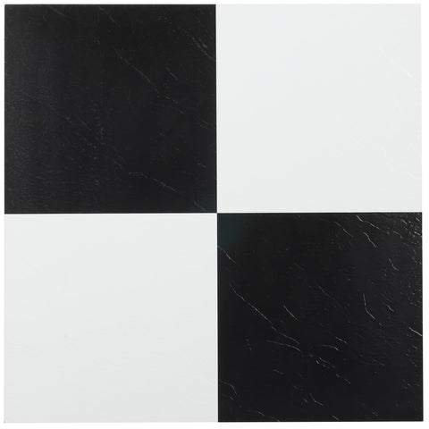 Sterling Self Adhesive 12-Inch Vinyl Floor Tiles, 45 Tiles - 12" x 12", Black and White Pattern - Peel & Stick, DIY Flooring for Kitchen, Dining Room, Bedrooms & Bathrooms by Achim Home Decor
