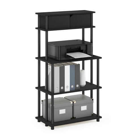 Furinno Turn-N-Tube Printer Stand with Storage, 5-Tier Large Printer Stand, Printer Table with Top Cabinet, for CPU, Office Supplies, Dark Americano
