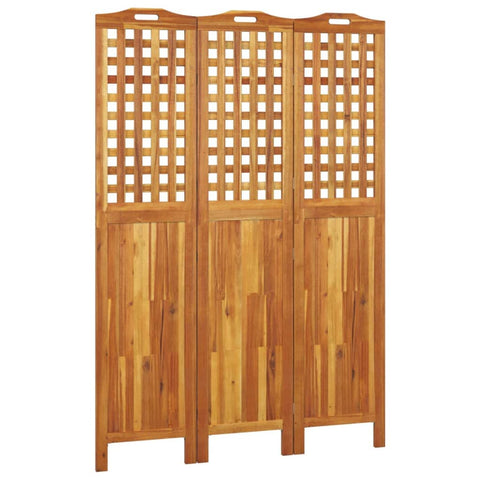 vidaXL 3-Panel Wood Room Divider, Solid Acacia, Folding and Freestanding, Natural Brown, Farmhouse Style, Functional for Bedroom or Living Room, 47.8"x0.8"x70.9", Weight 35.27 Pounds