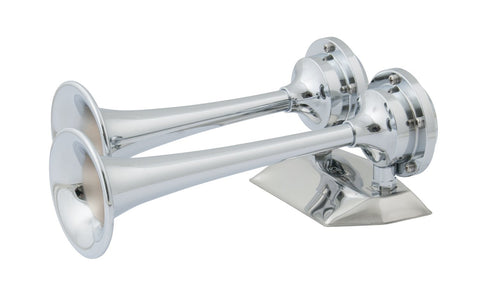 Marinco 10108 12V Chrome Plated Dual Trumpet Mini Air Horn