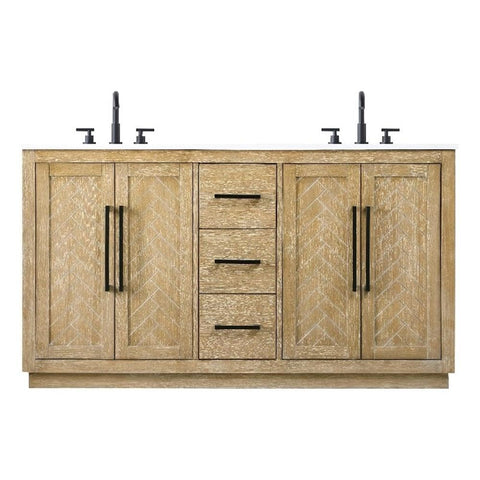 Elegant Kitchen and Bath 60" Double Bathroom Vanity in Linen Oak
