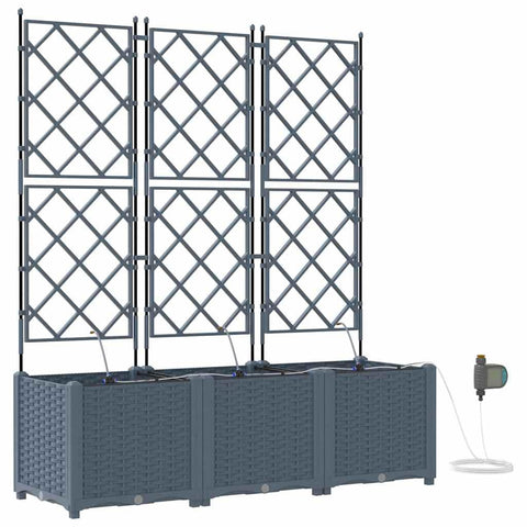 vidaXL Garden Planter 3 pcs LiGht Grey Steel, Sleek Steel Planter Box, Tough Garden Decor, Rectangular Flower Holder, Urban Gardening, Balcony Fun