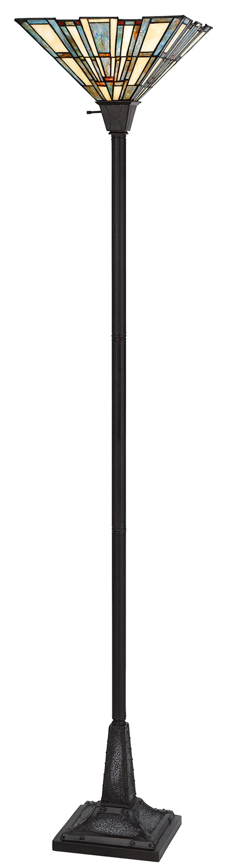 Cal Lighting BO-3100TR 150W 3 Way Metal and Resin Tiffany Torchiere Floor Lamp, Dark Bronze
