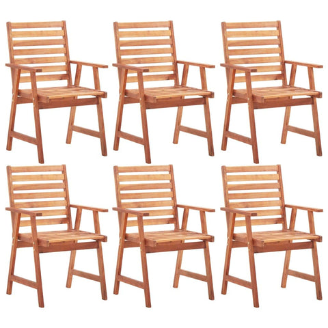 vidaXL Patio Dining Chairs 6 Pcs, Acacia Wood Slat Back Outdoor Dining Chair, Outdoor Patio Dining Chair for Deck Garden Lawn, Solid Wood Acacia
