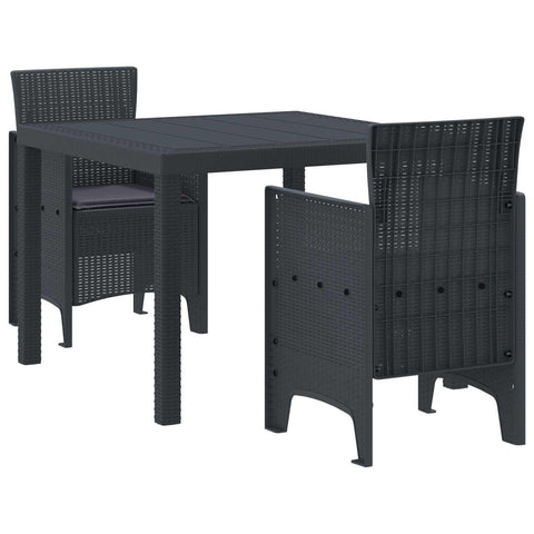 vidaXL Garden Dining Set 3 pcs Anthracite Polypropylene, Chill Outdoor Dining Set, Stylish Garden Furniture, Easy-to-Carry Seating, Tough Patio Table for Summer Fun
