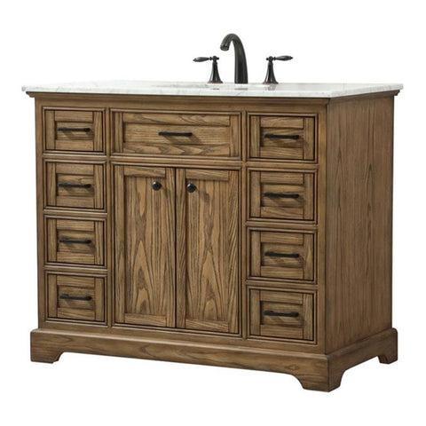 Elegant Decor Americana 42" Aluminum Alloy Single Bathroom Vanity in Driftwood