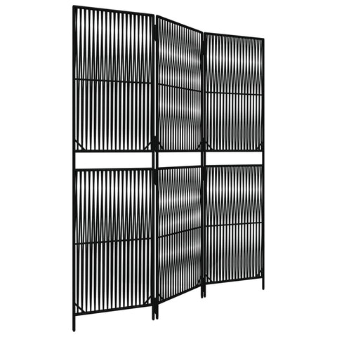 vidaXL Room Divider 3 Panels, Folding Privacy Screen, Room Partition for Office Bedroom Garden Patio Balcony, Room Divider Screen, Black Poly Rattan