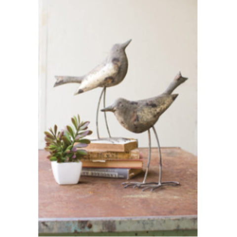 KALALOU Set of Rustic Metal Birds, One Size, Gray