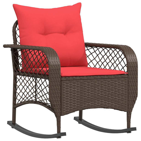 vidaXL Patio Rocking Chair Brown PE Rattan, Powder-Coated Steel, Polyester