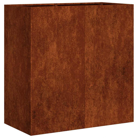 vidaXL Large Rusty Steel Planter Box Weathering 31.5X15.7X31.5 in. Outdoor Modern Decorative with Open Drainage Ideal for Flowers and Herbs Planters Plant Pot Stand Tray Garden Flower