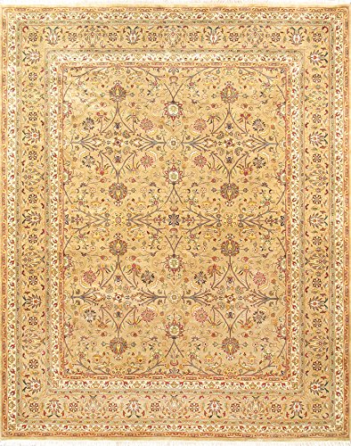 Pasargad Home Baku Collection Lamb's Wool Area Rug- Hand-Knotted Construction, Patterned Rugs for Living Room, Bedroom, Home Dining, 9' 0" X 11'11", Camel/Camel