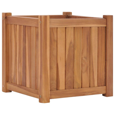 vidaXL Durable Solid Teak Wood Raised Bed - Square Garden Planter with Large Capacity, Easy Assembly and Unique Wood Grain Finish, Ideal for Outdoor or Indoor Use, 15.7"x15.7"x15.7"