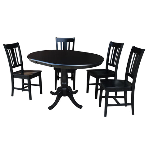 International Concepts 36" Round Extension Dining Table with 2 San Remo Chairs
