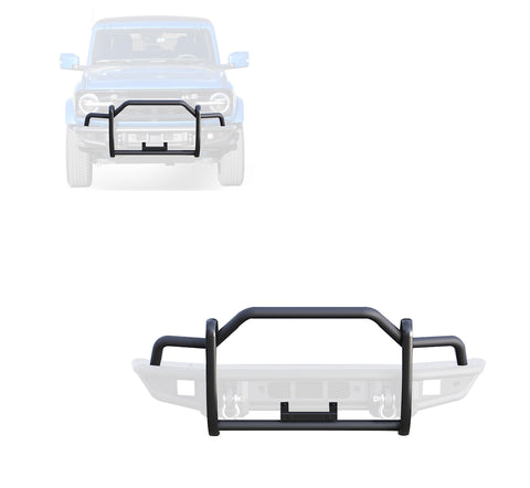 Black Horse Tubular Grille Guard Light Duty Matte Black Compatible with 2021-2026 Ford Bronco-GG-FB22