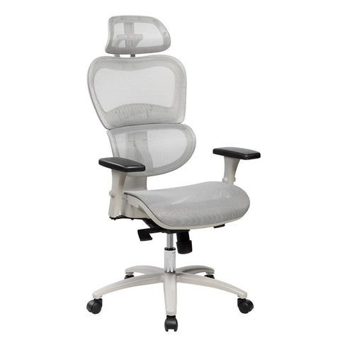 Techni Mobili High Back Mesh Office Executive Chair with Neck Support. Color: Grey
