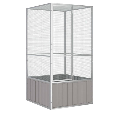 vidaXL Spacious Bird Cage - Galvanized Steel Construction, Large Access Gate, Safe and Secure Design for Birds - Durable, Gray Color