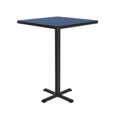 Correll 30" Square, 42" High Standing, Barstool Height Café & Break Room Bistro Table, Blue High Pressure Laminate Top, Cast Iron Base (BXB30S-37)