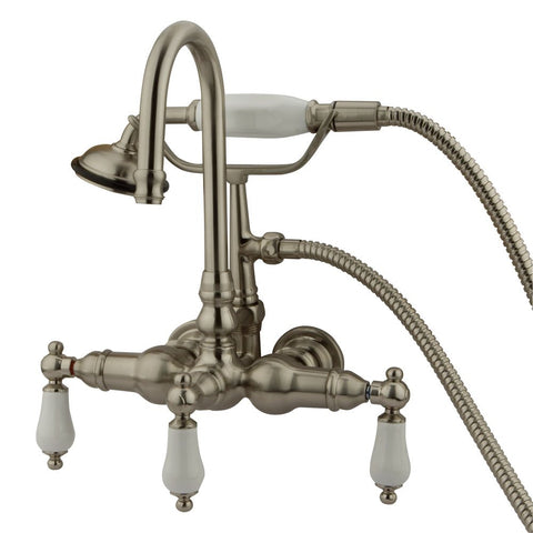 Elements of Design St. Louis DT0078PL Wall Mount Clawfoot Tub Filler with Hand Shower, Satin Nickel