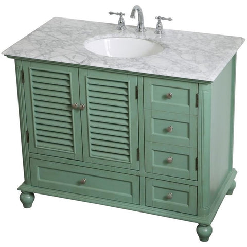 Elegant Decor Rhodes 42" Single Marble Top Bathroom Vanity in Vintage Mint