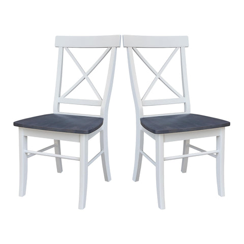 IC INTERNATIONAL CONCEPTS X-Back Solid Wood Chair - Set of 2 Chairs in White/Heather Gray