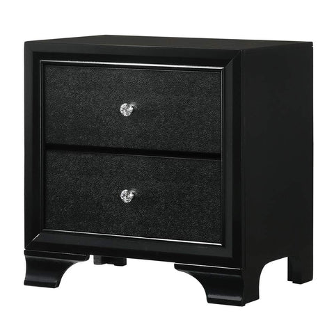 Crown Mark Micah Black Wood 2-Drawer Nightstand