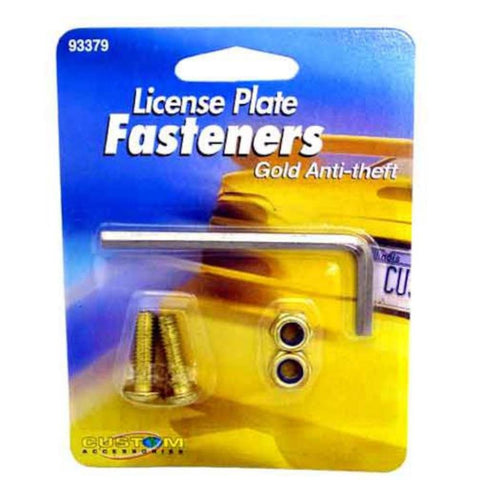 Custom Accessories Gold Anti-Theft License Plate Fasteners