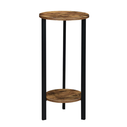 Convenience Concepts Graystone 2 Tier Tall Plant Stand 31" - Industrial Stand for Plants, Vases, and Antiques, Urban Modern Design for the Living Room, Hallway, Entryway, Barnwood/Black