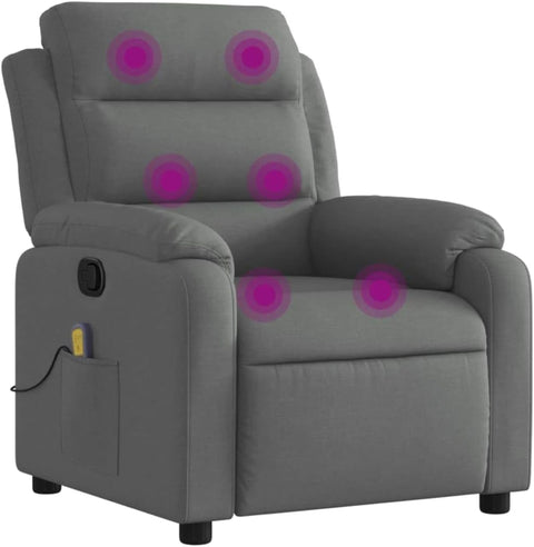 vidaXL Massage Recliner Chair, Adjustable Reclining Armchair for Elderly, Wingback Recliner for Home Theater Cinema, Modern Style, Dark Gray Fabric