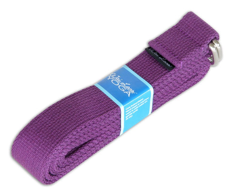 Wai Lana Yoga Straps 8 Feet (Purple)- Cotton Made Durable, Adjustable D-Ring Buckle, 1.5 Inch Wide, Non-Elastic