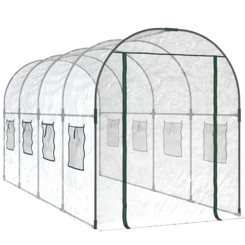 vidaXL Transparent PVC and Powder Coated Steel Greenhouse 63.4x63.0x74.8 in with Roll Up Windows Zipped Door for Outdoor Gardening Plant Nursery House Growhouse Garden Hobby Vegetable Grow Zipper