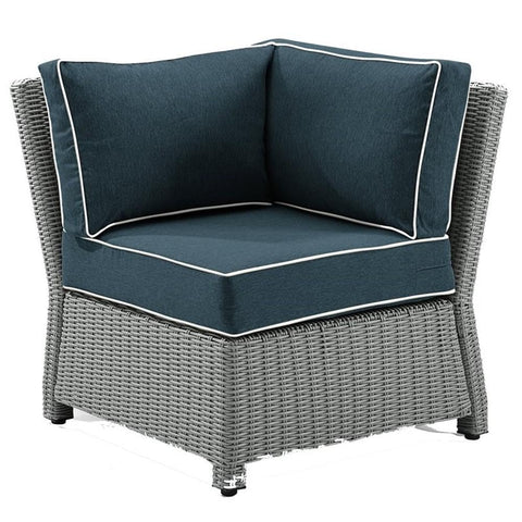 Bradenton Wicker Corner Outdoor Sectional Chair Navy/Gray