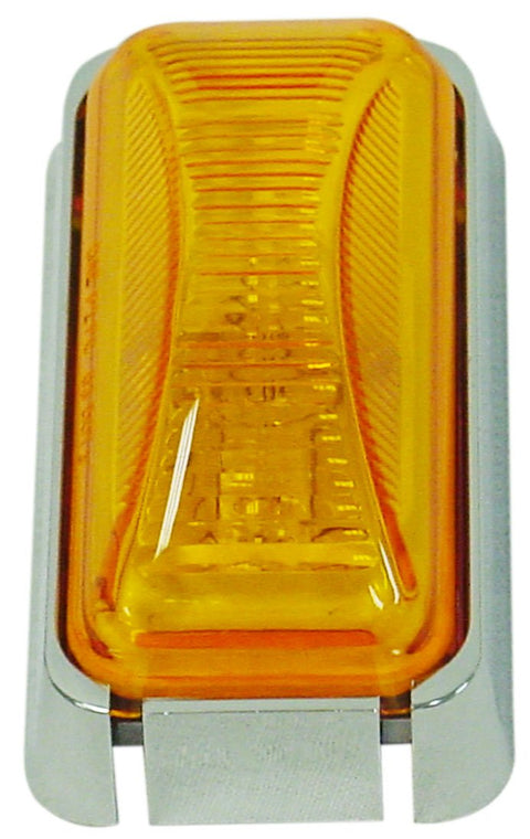 Amber SELF GROUNDING Clearance OR Marker Light with Chrome HOUSING