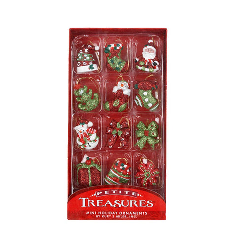 Kurt S. Adler 1.25-Inch Petite Treasures Miniature Ornaments, 12 Piece Set