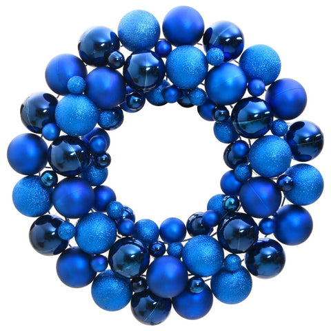 vidaXL Shatterproof Blue Polystyrene Christmas Wreath: Bright Door and Window Decor with 82 Ornaments in 3 Different Sizes, Festive Hanging Decoration, 17.7-Inch Diameter