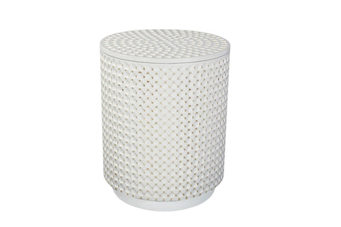 Dimple Round Accent Table - Whitewash