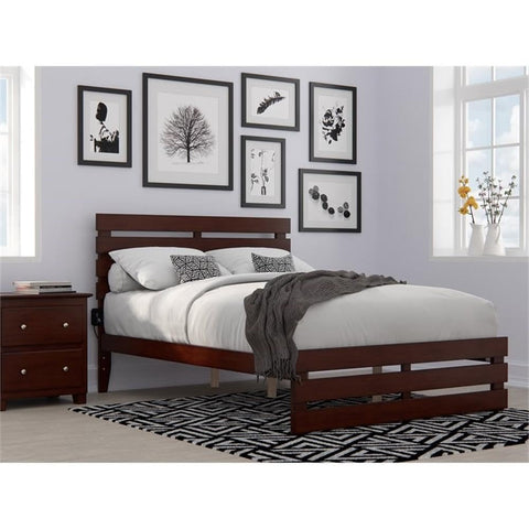 AFI, Oxford Full Platform Bed with Matching Footboard, Walnut