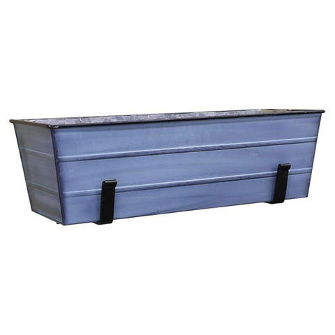 Oakestry Medium Blue Flower Box with Wall Brackets Outdoor Wall Mounted Planter Decorative Metal Garden Container for Patios Balconies Fence Walls Floral Herb Displays