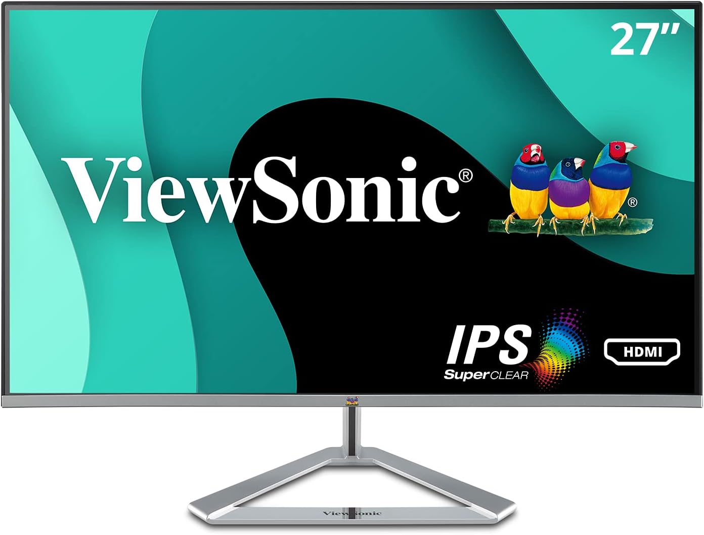 ViewSonic VX2776-SMHD 27 Inch 1080p Widescreen IPS Monitor with Ultra-Thin Bezels, HDMI and DisplayPort,Black/Silver