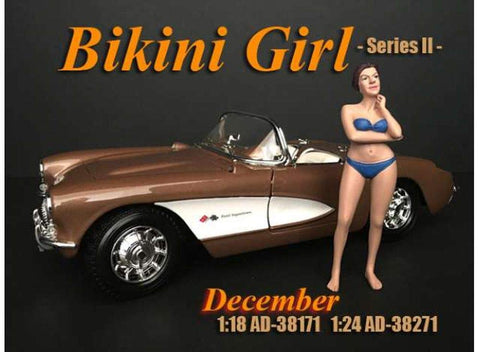 American Diorama December Bikini Calendar Girl Figurine for 1/18 Scale Models