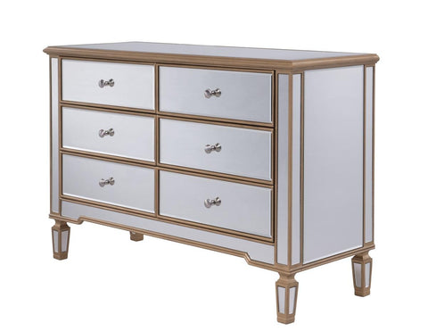 Elegant Decor 6 Drawer Dresser, 12345, Gold, Gold/
