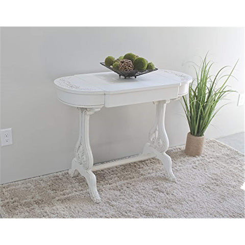 International Caravan Furniture Piece Windsor Carved Wood Writing Table with Flip-up Drawers