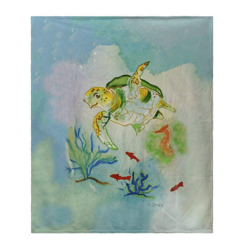 Betsy Drake Betsy's Sea Turtle Fleece Throw Blanket 60 X 50 Inches