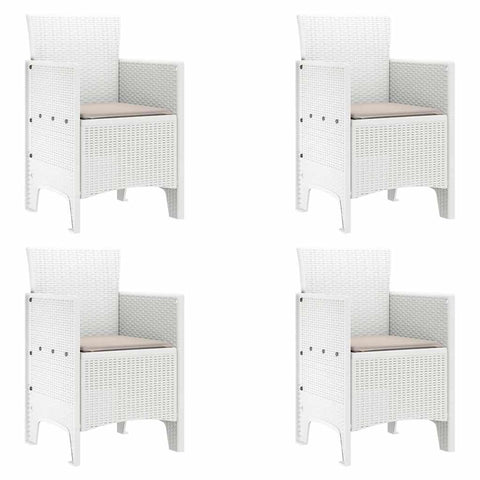 vidaXL Garden Chair 4 pcs White 20.87 x 19.29 x 33.46 in Polypropylene, Garden & Terrace, Stylish Armchair, Rectangle Outdoor Seat, Tough Patio Chair, Comfy Lounge for Chillin