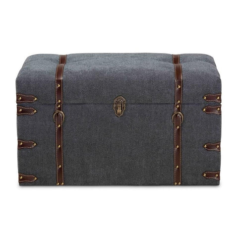 Baxton Studio Palma Modern and Contemporary Transitional Grey Fabric Upholstered Storage Trunk Ottoman
