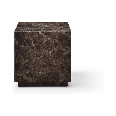 Whiteline Modern Living Iris Square Side Table – High Gloss Black, Brown Dark Emperador Modern Accent Table with Timeless Elegance & Versatile