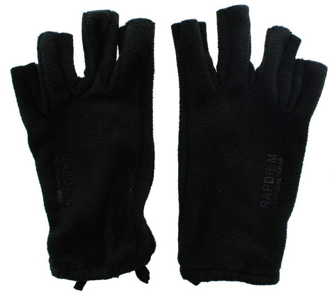 Rapdom Tactical Polar Fleece Half Finger Gloves, Black, Large