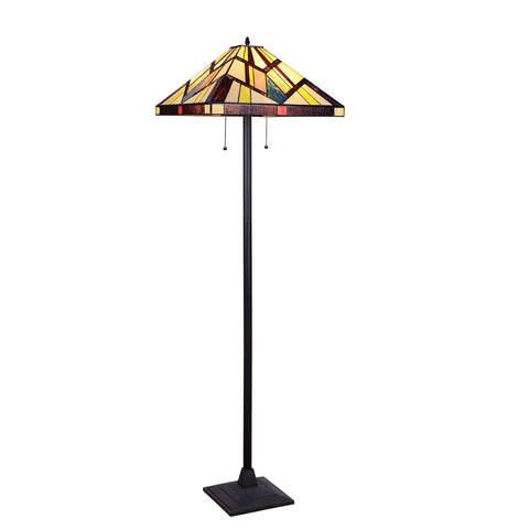 Chloe Lighting Vincent Tiffany-Style Blackish Bronze 2-Light Mission Floor Lamp 18" Shade